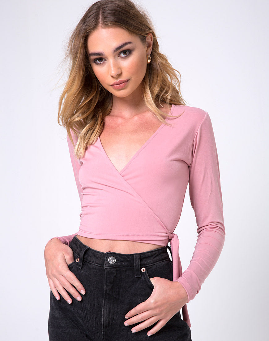 Marche Wrap Top in Dusky Pink