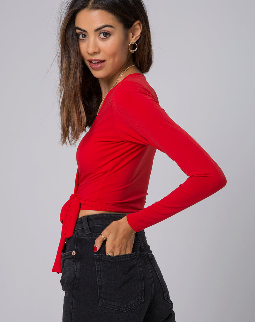 Marche Wrap Top in Red