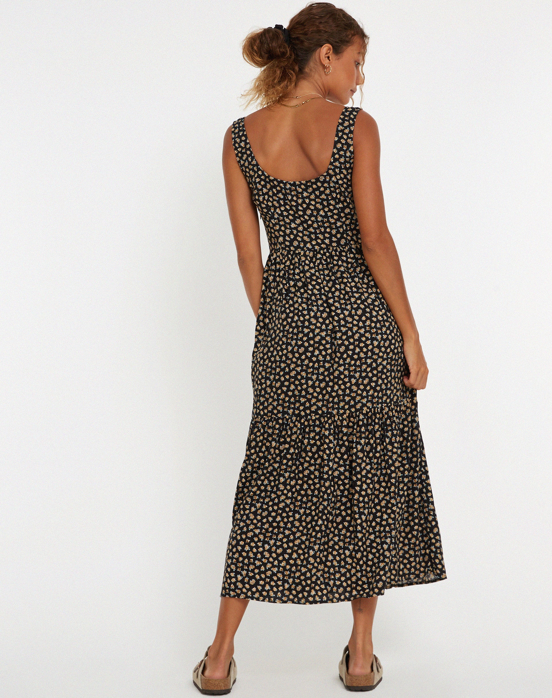 image of Marisol Maxi Dress in Ditsy Floral Bronze