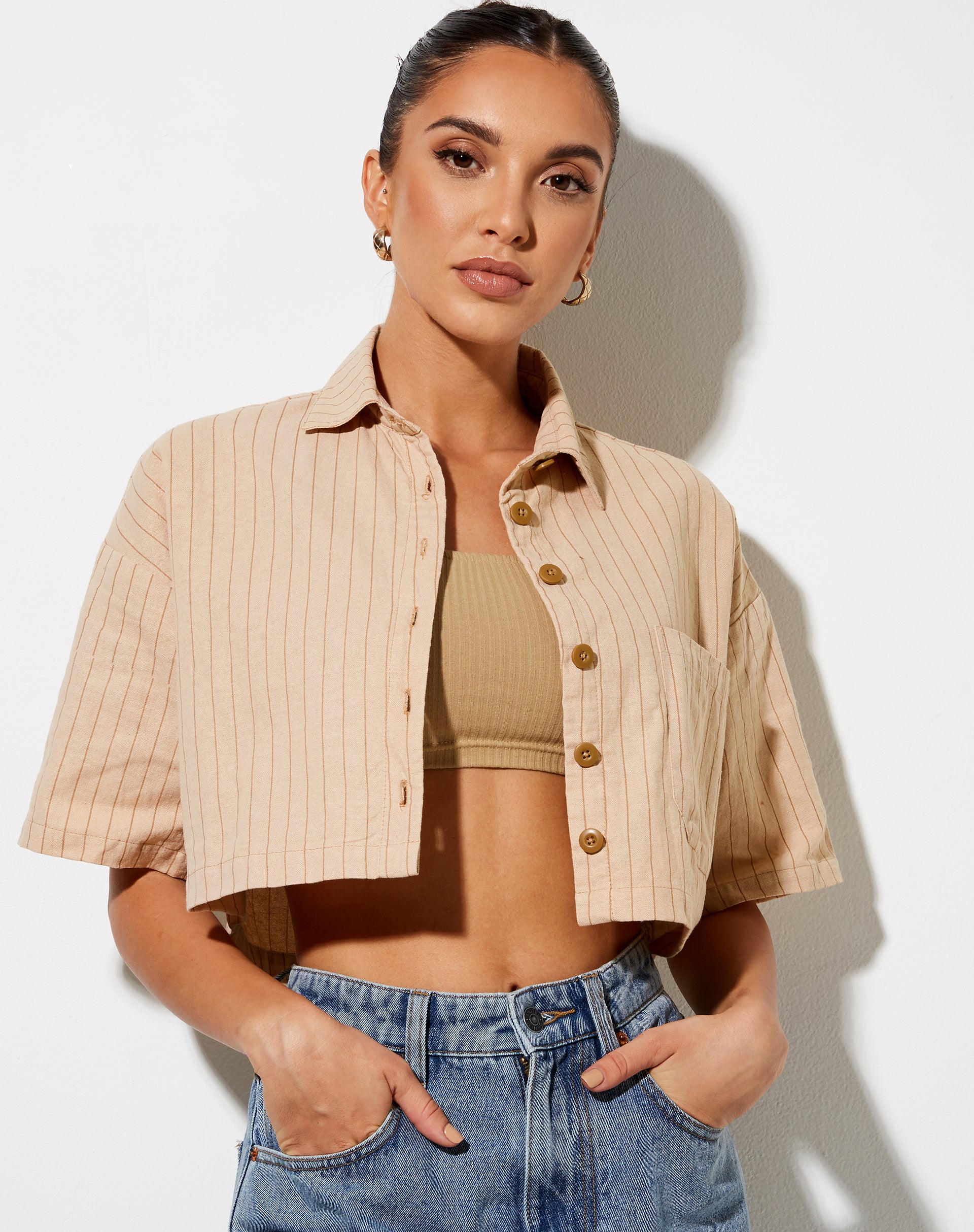 Image of Marka Crop Top in Pencil Stripe