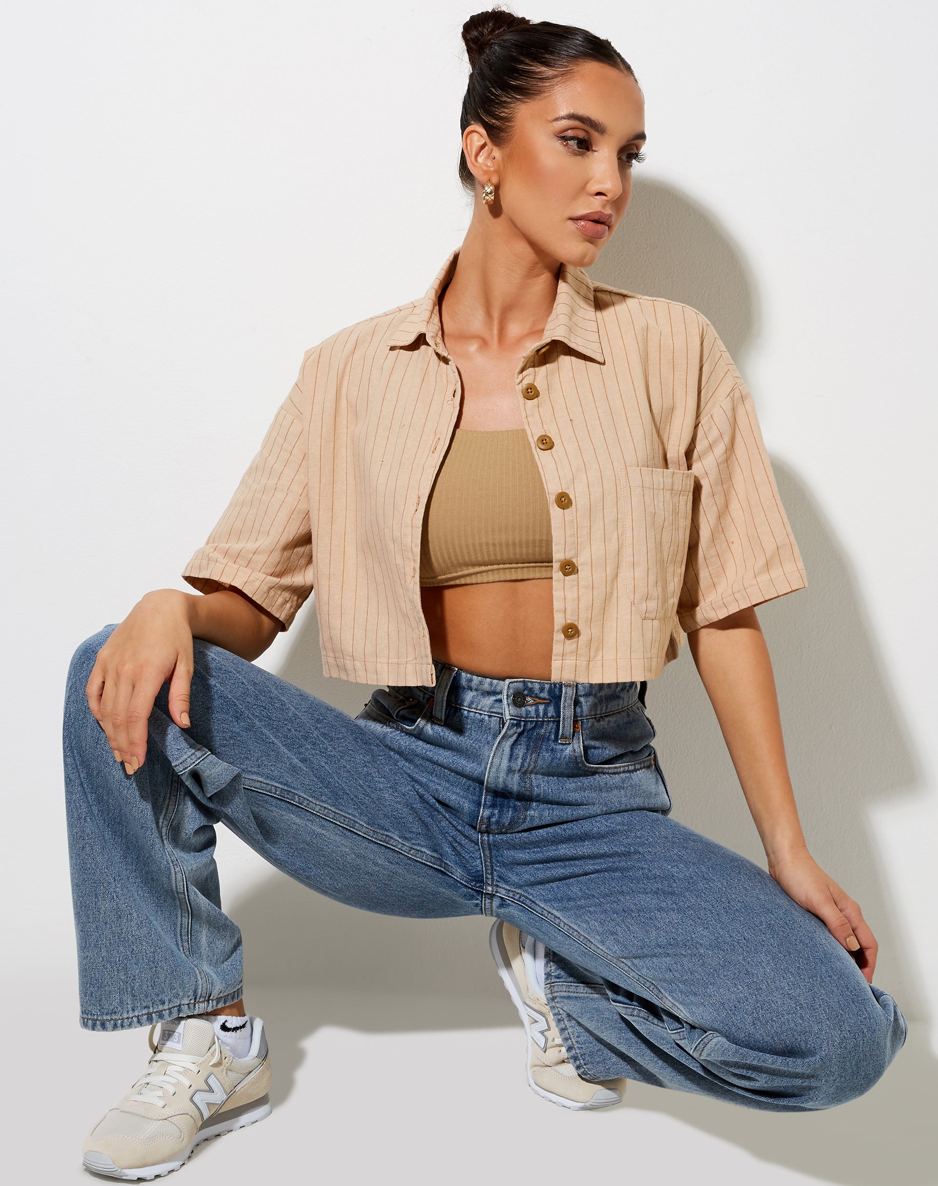 Image of Marka Crop Top in Pencil Stripe