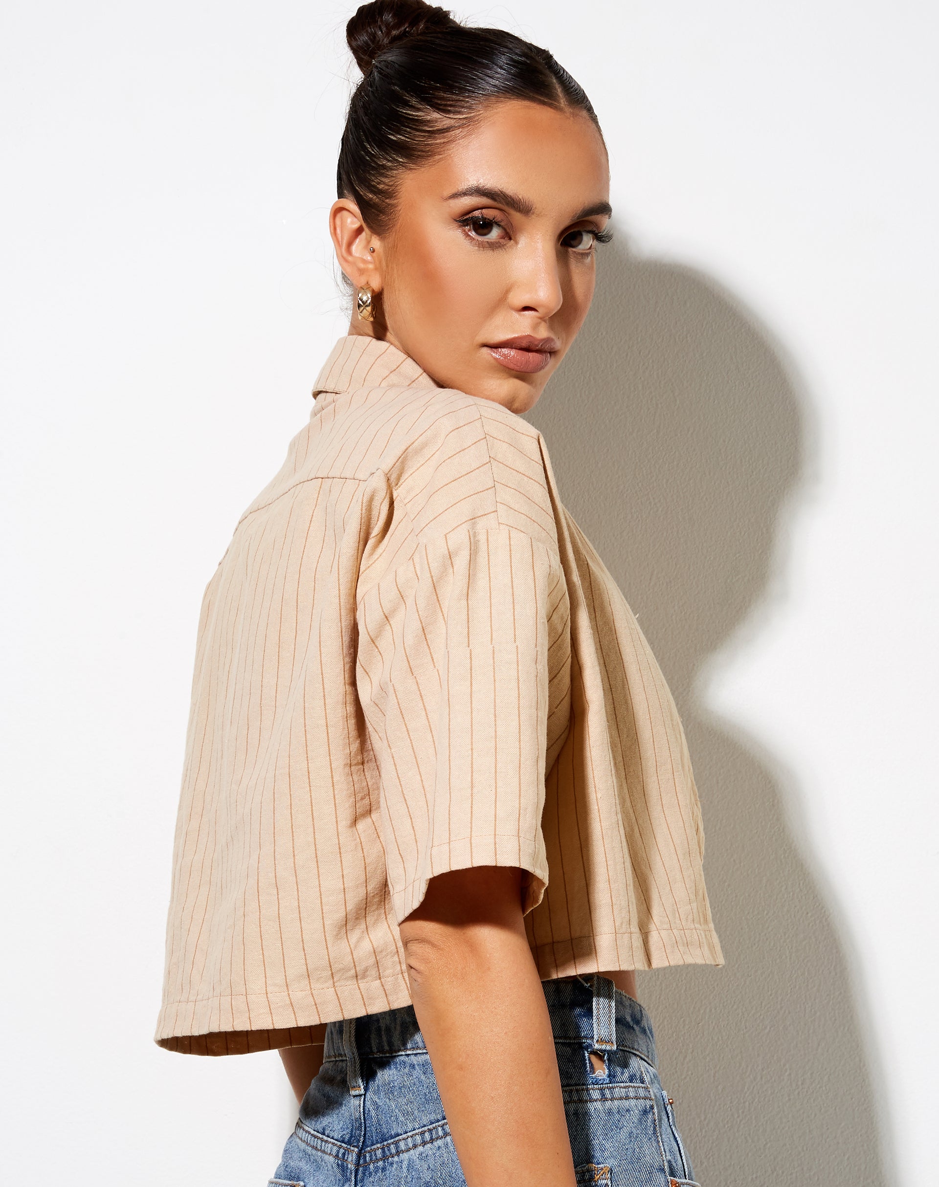 Image of Marka Crop Top in Pencil Stripe