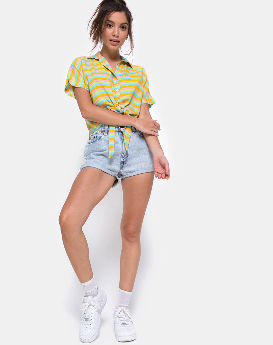 Image of Gapo Tie Up Shirt in Sweet Stripe