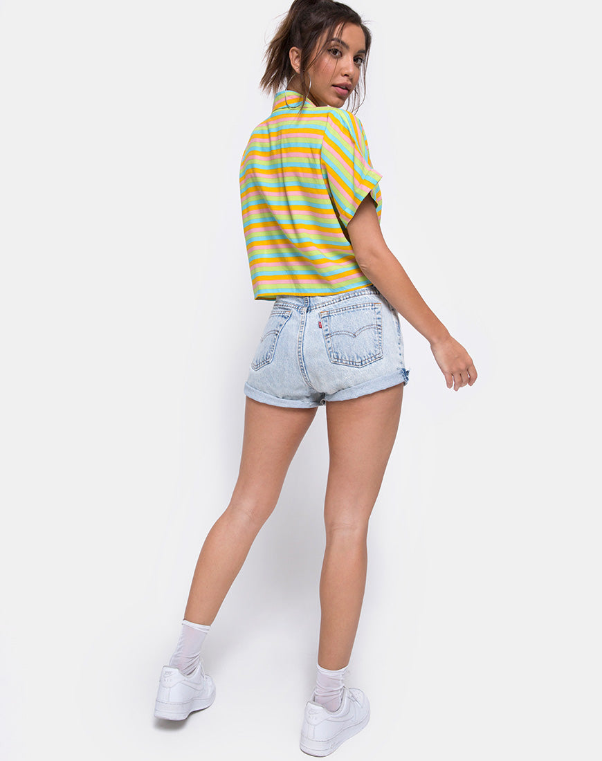 Image of Gapo Tie Up Shirt in Sweet Stripe