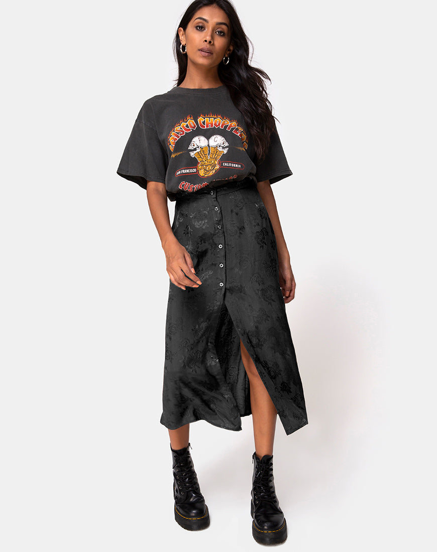 Marni Midi Skirt in Satin Rose Black