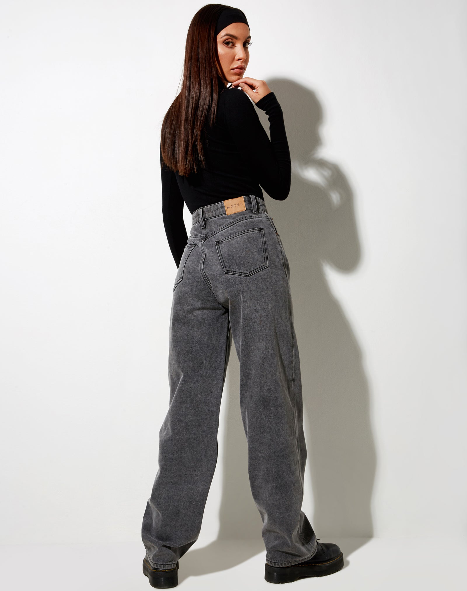 Wide Leg Grey Denim Jeans Parallel