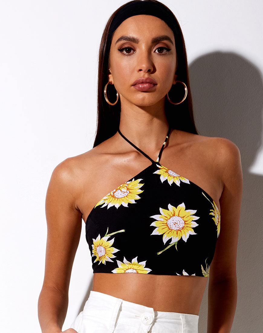 Maudy Crop Top in Sunny Days Black