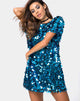Image of Mausi Dress in Square Sequin Teal
