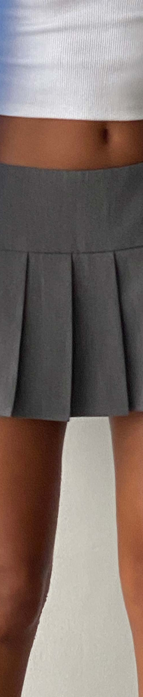 Image of Casini Pleated Micro Skirt in Charcoal