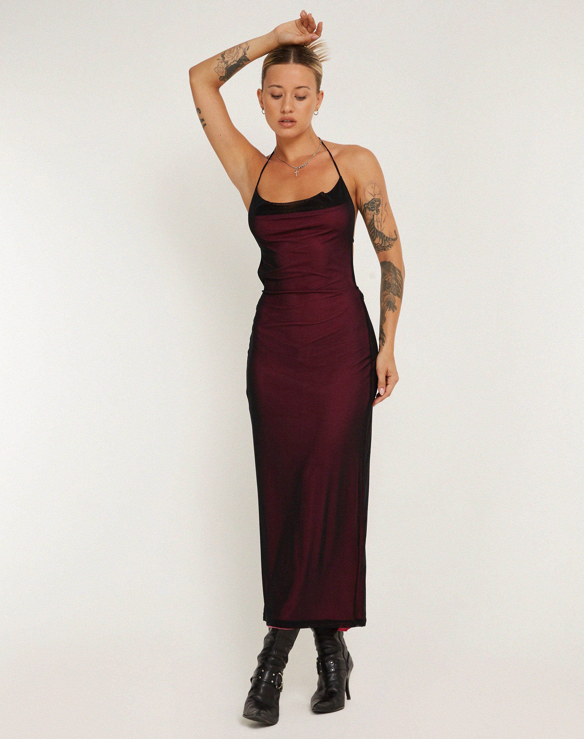 Black and discount magenta dress