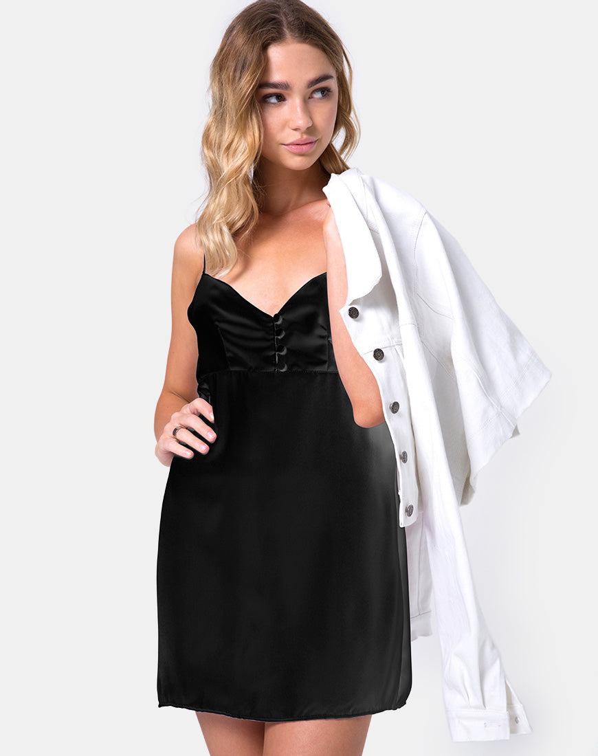 Medina Slip Dress in Satin Max Zara Black