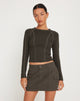 Image of Megun Long Sleeve Top in Gunmetal with Grey Top Stitch