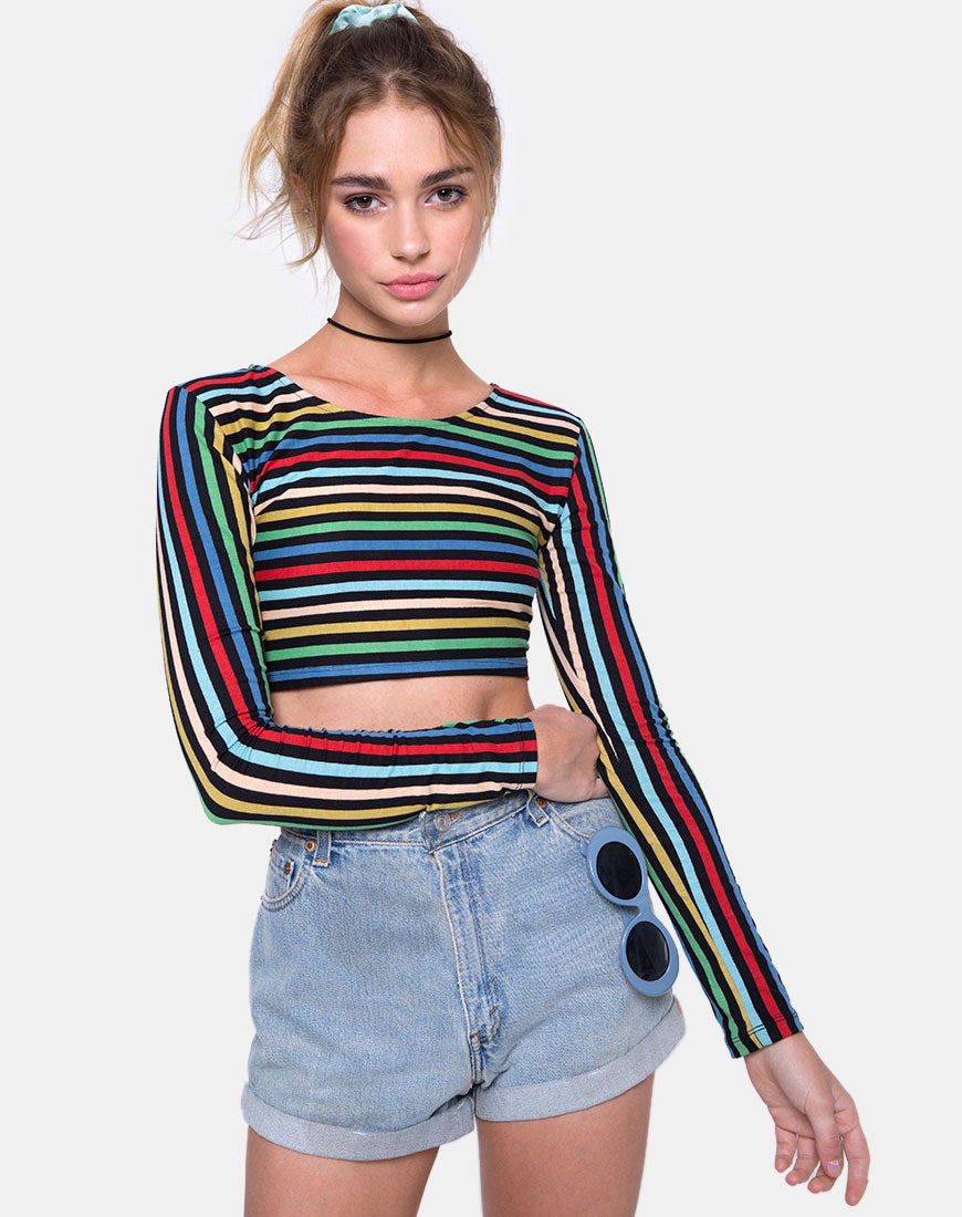 Melah Crop Top in PE Stripe