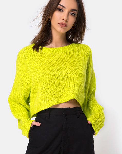 Yellow Cropped Sweater | Melvie – motelrocks.com