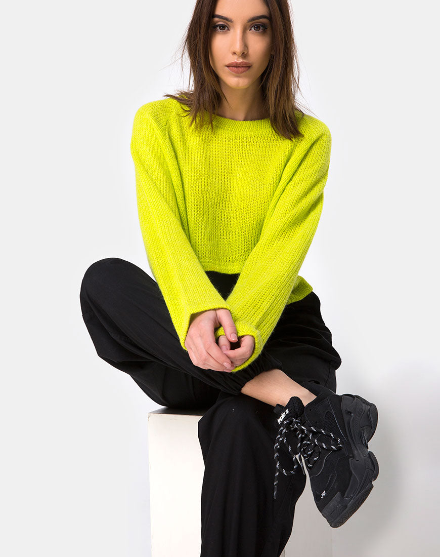 Image of Melvie Cropped Sweater in Lime