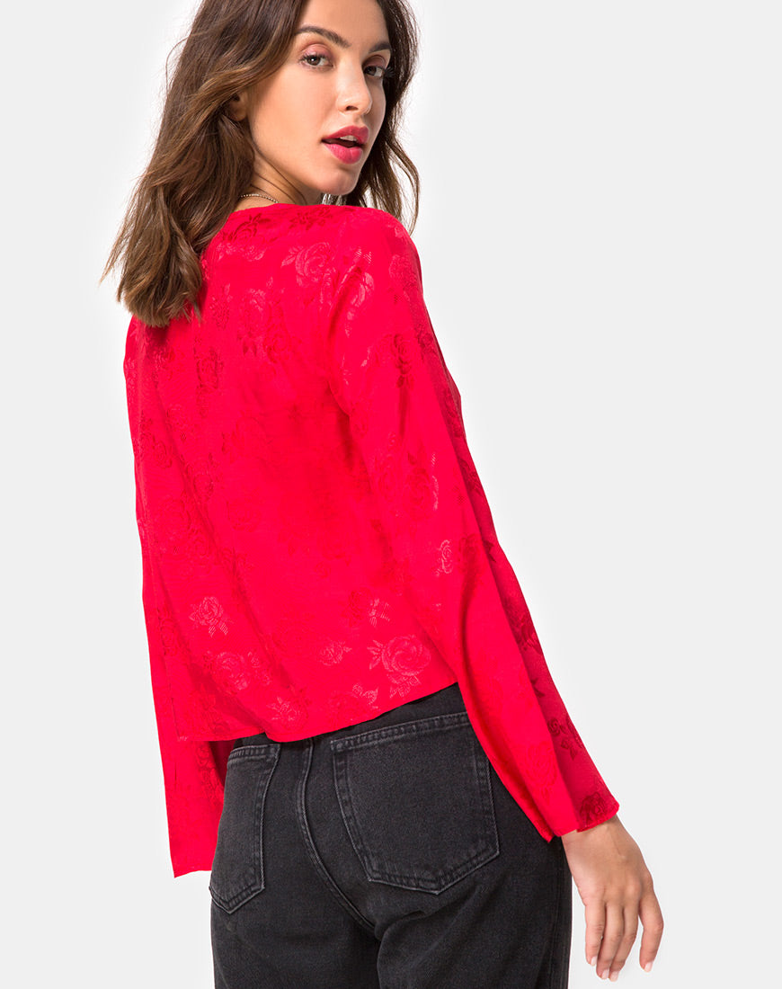 Merida Blouse in Satin Red