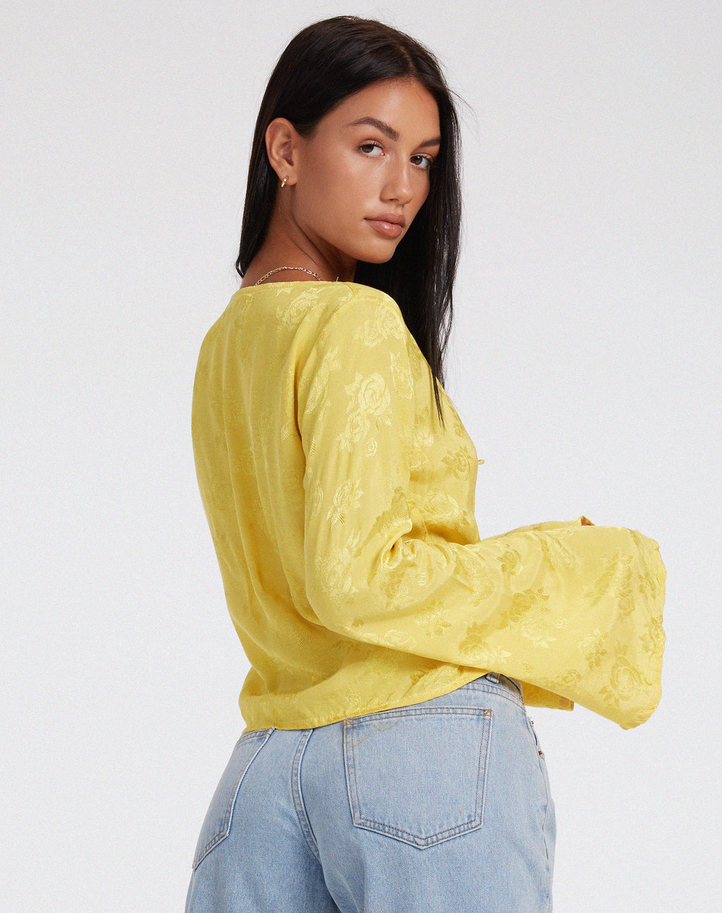 Merida Long Sleeve Top in Satin Rose Sunshine Yellow