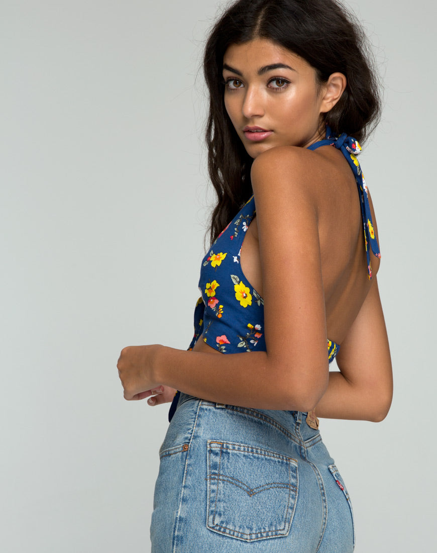 Meso Crop Top in Fleur Navy