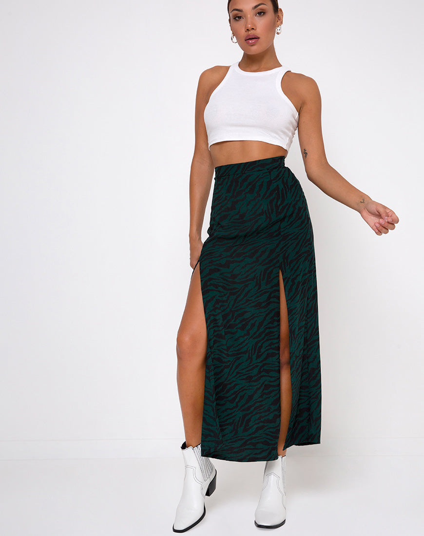 Mica Skirt | Zebra Forest Green – motelrocks.com