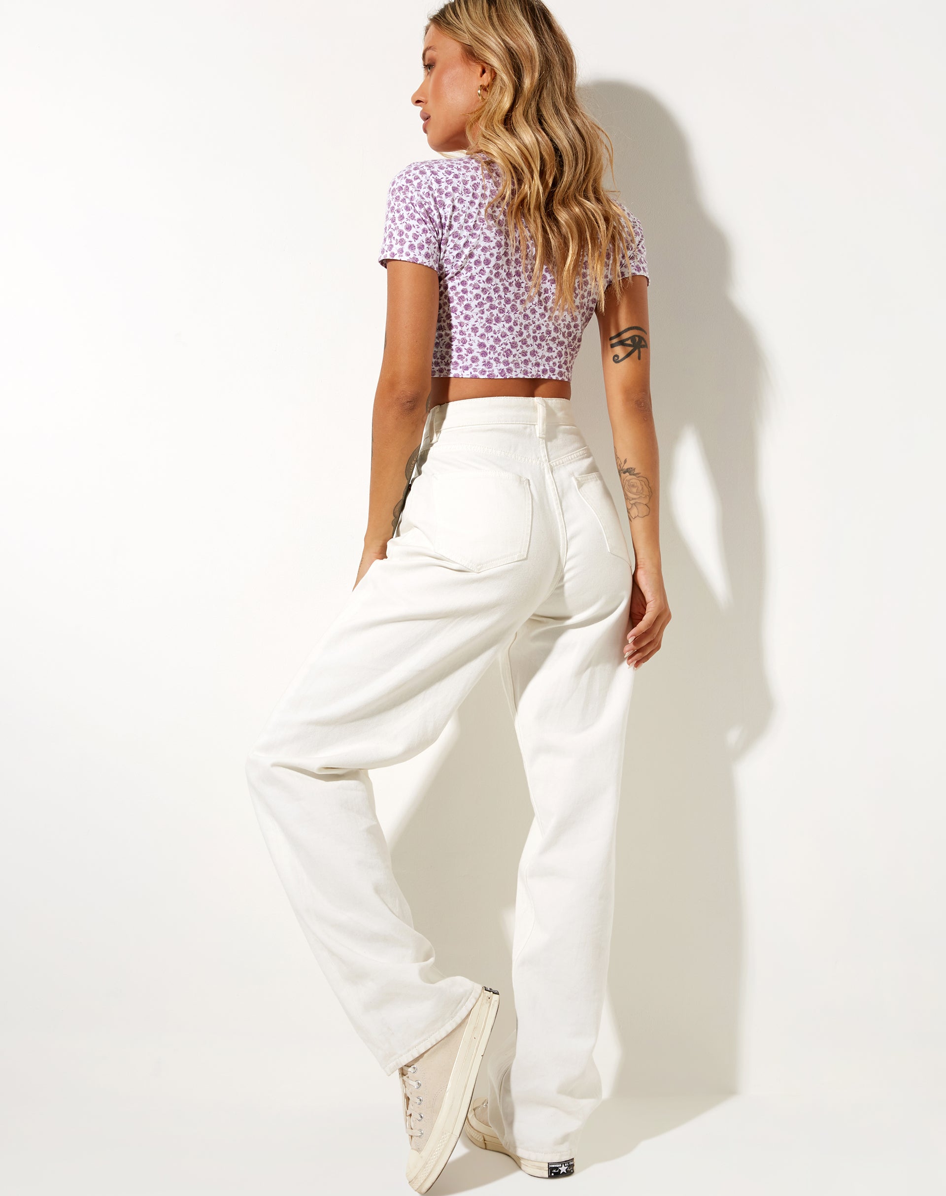 Image of Mieye Crop Top in Ditsy Rose Lilac