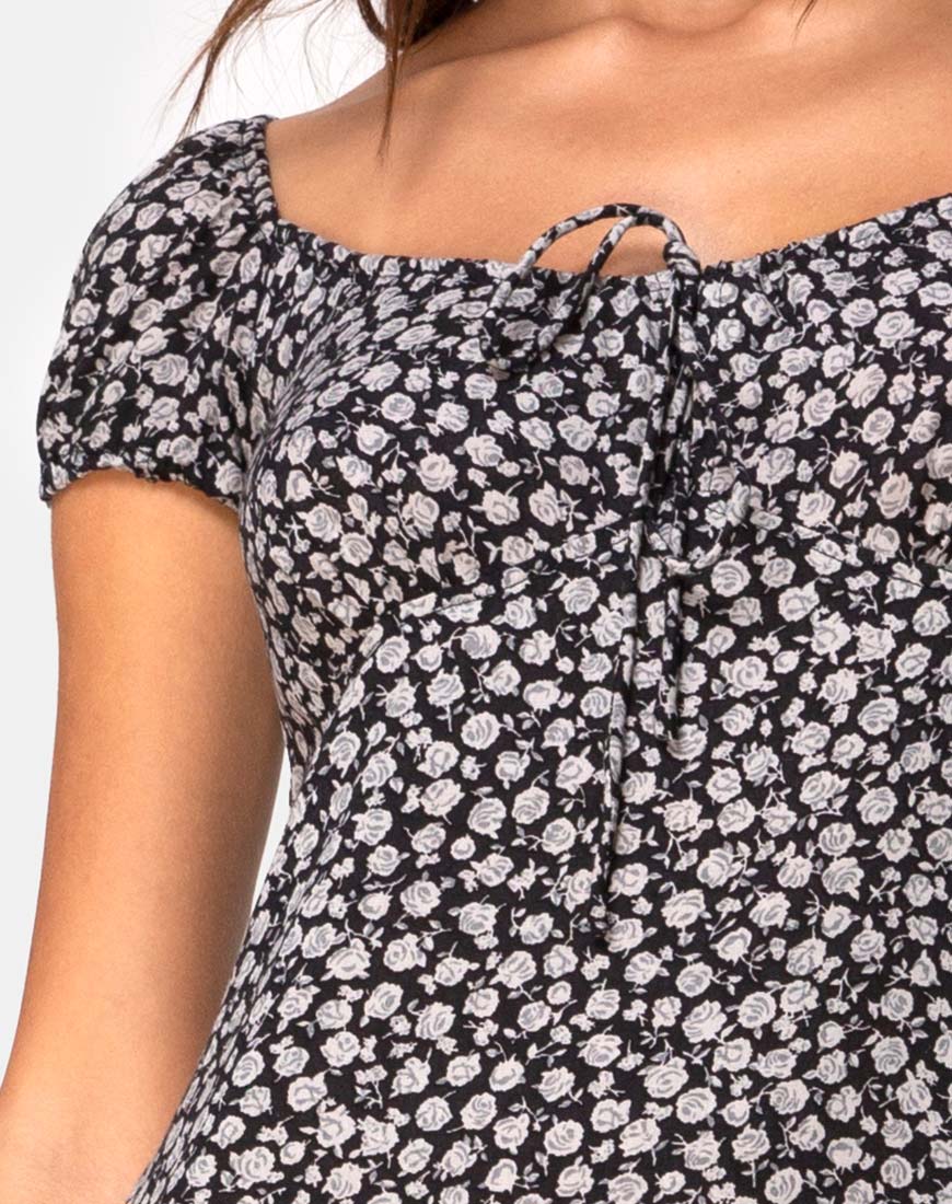 Ditsy Rose Black Midi Dress | Milla – motelrocks.com