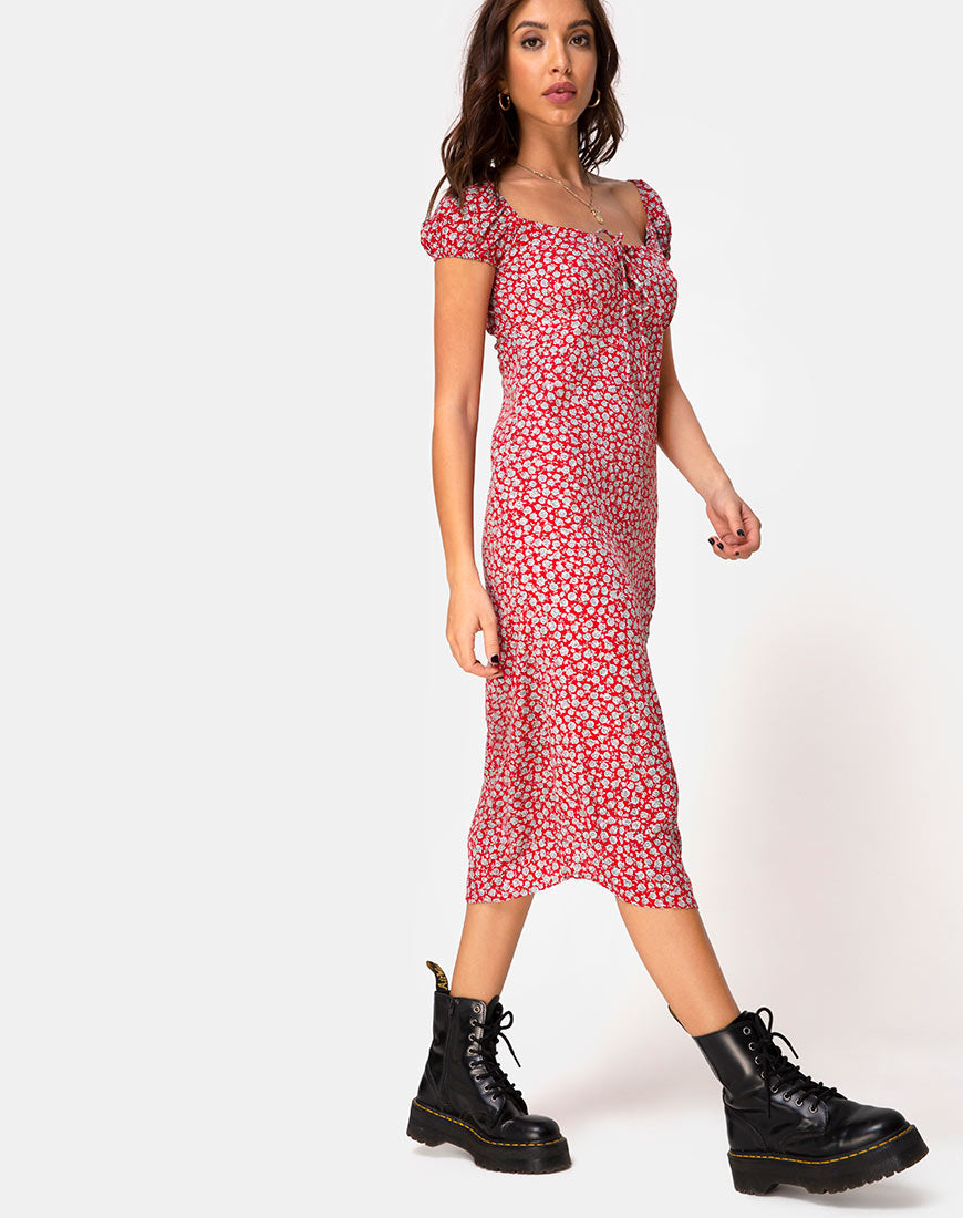 Image of Milla Dress in Ditsy Rose Red Silver