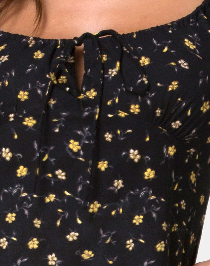 Image of Milla Midi Dress in Pretty Petal Black