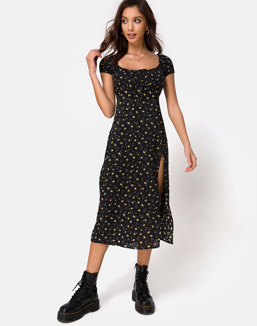 Image of Milla Midi Dress in Pretty Petal Black