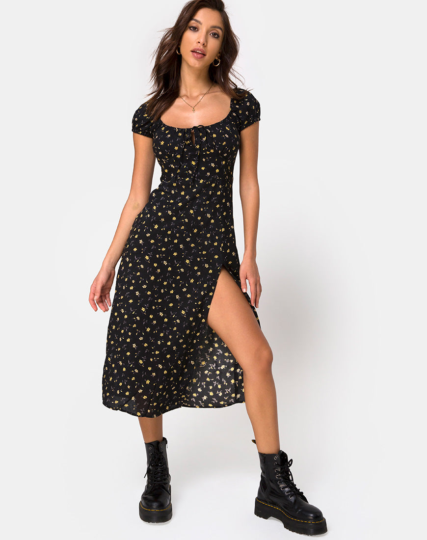 Milla Dress | Pretty Petal Black – motelrocks.com