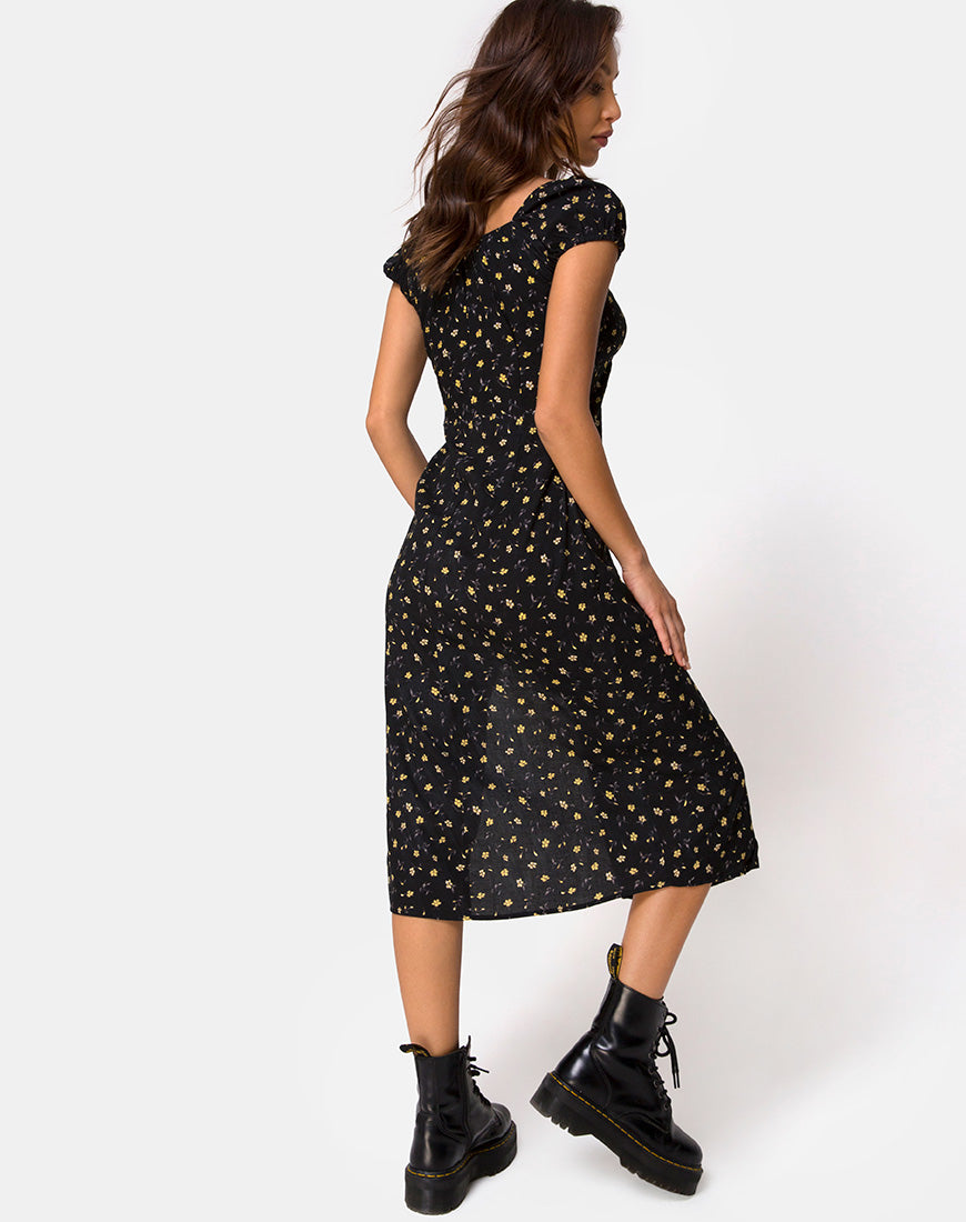Image of Milla Midi Dress in Pretty Petal Black