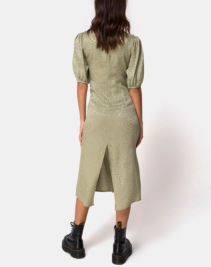 Image of Millo Midi Dress in Satin Ditsy Rose Sage