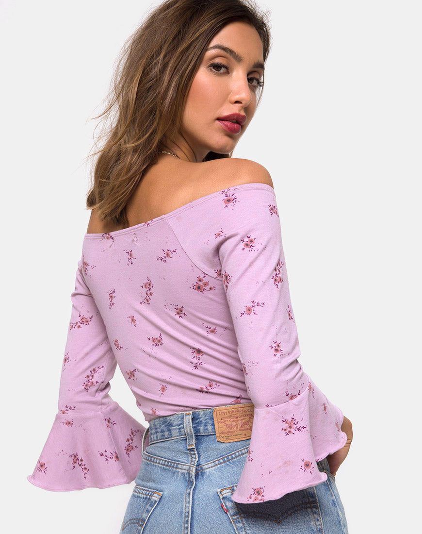 Mingga Off The Shoulder Top in Forget Me Not Lilac