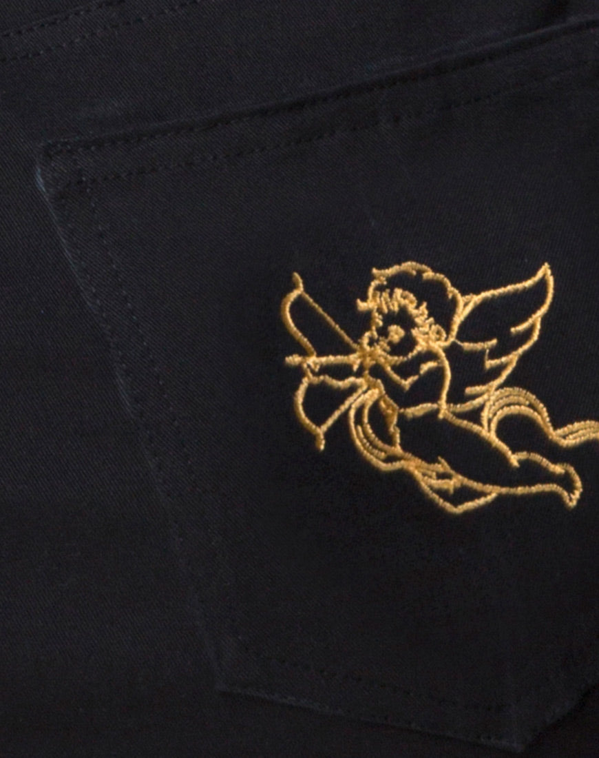 Image of Mini Broomy Skirt in Black with Cherub Embro