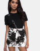 Image of Mini Broomy Skirt in Mono Tie Dye Black and White