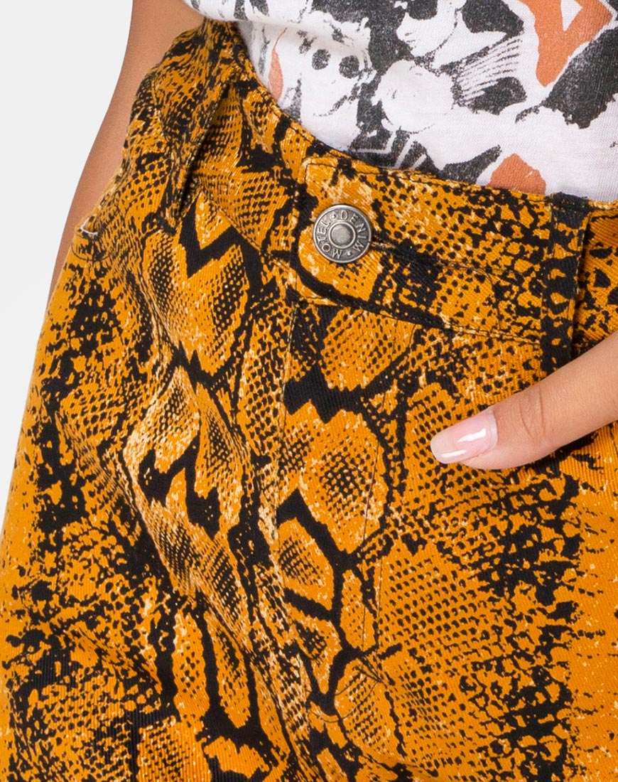 Image of Mini Broomy Skirt in Snake Mustard