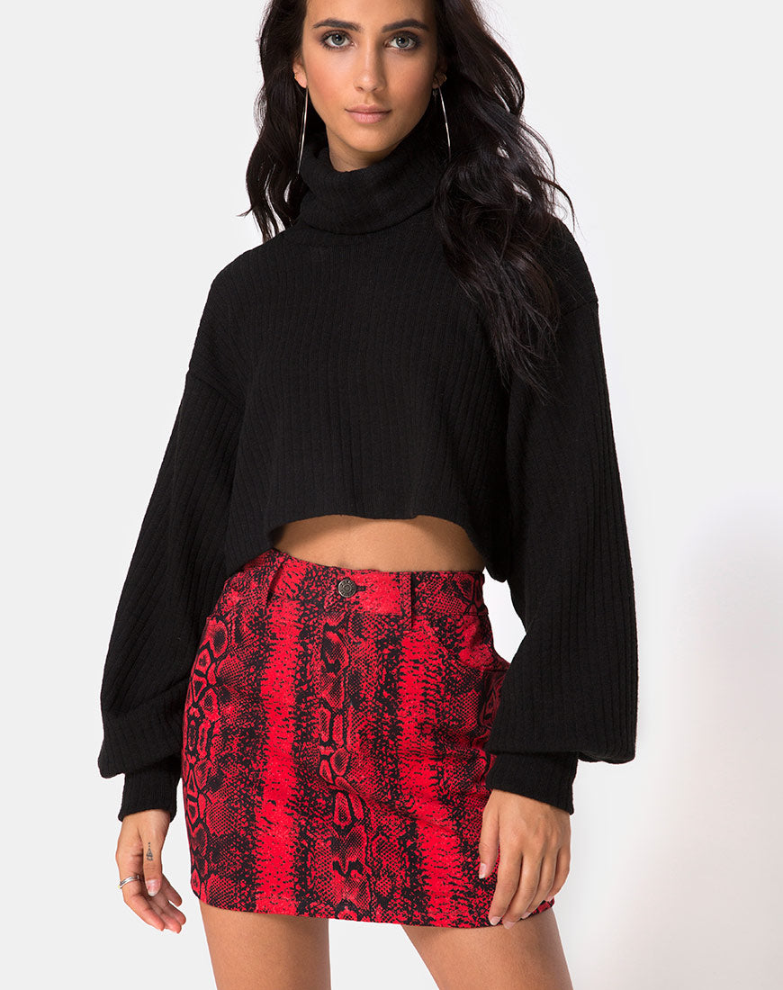 Mini Broomy Skirt in Red Snake – motelrocks.com