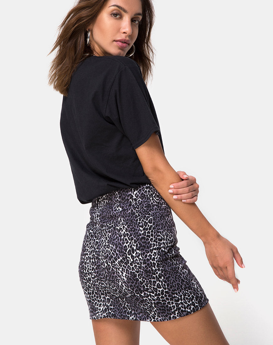 Image of Broomy Skirt in Grey Rar Leopard Print