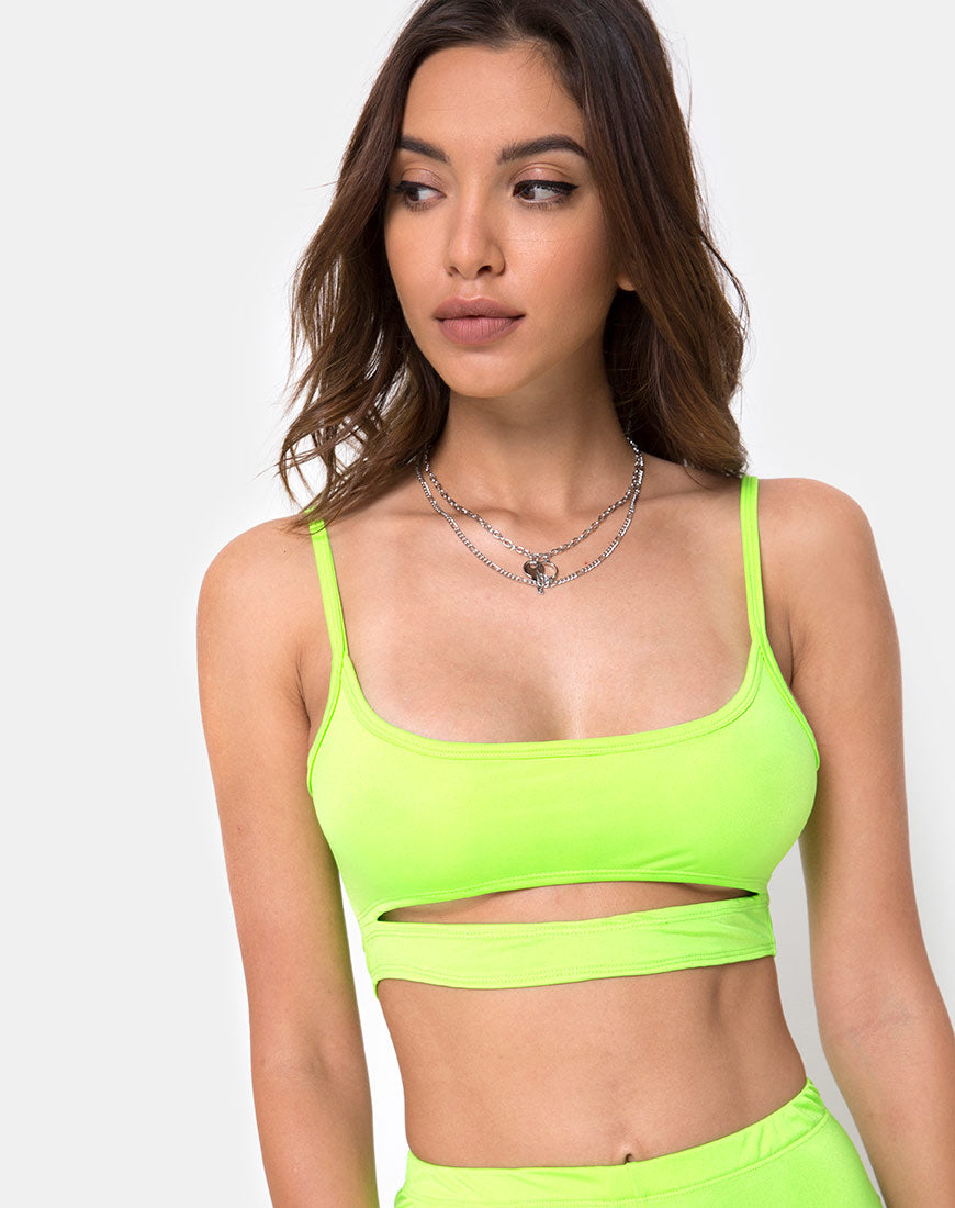 Image of Misho Crop Top in Fluro Green
