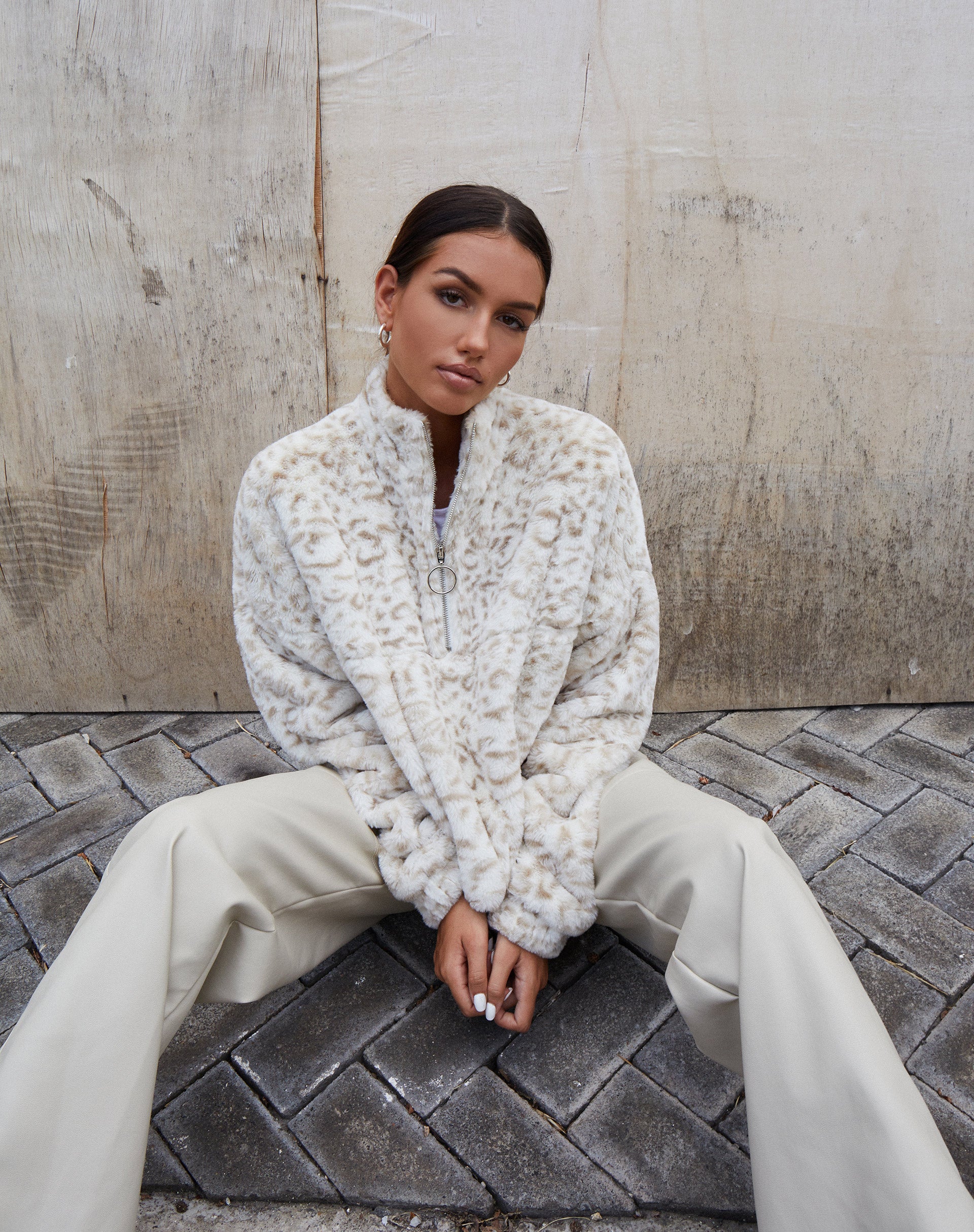 Image of Nero Ring Pull Jacket in Animal White and Cream