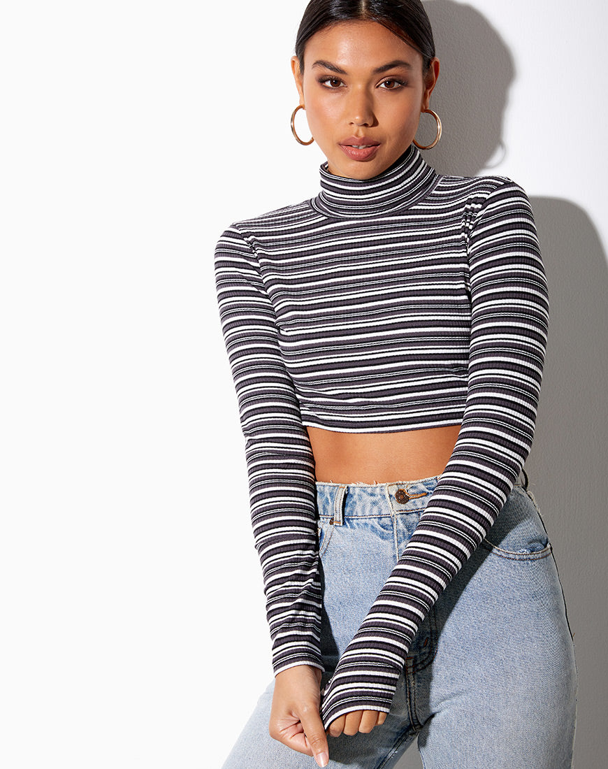 Image of Moeena Crop Top in Black Grey and White