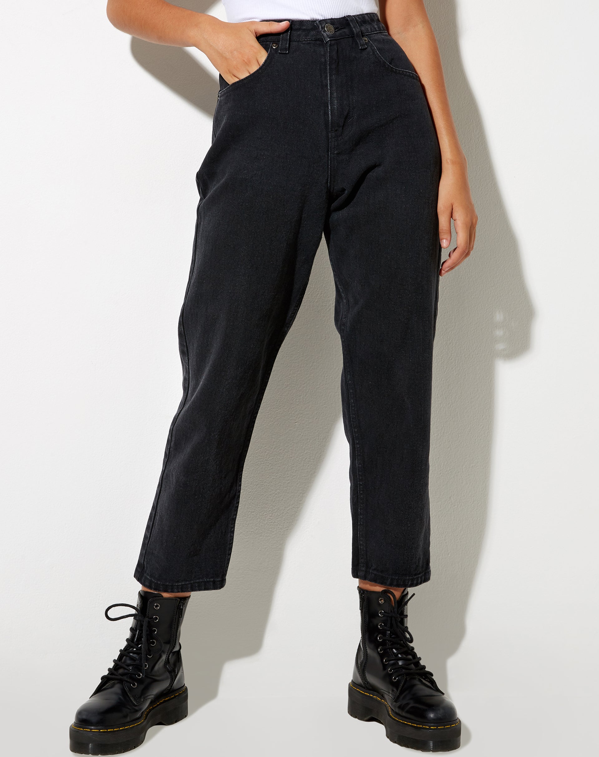 Image of Mom Jeans in Black Wash
