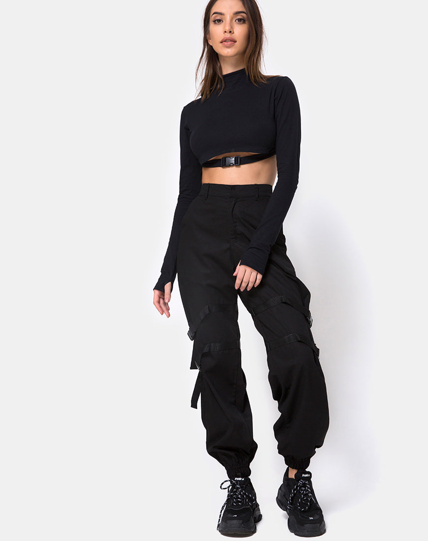Image of Monec Crop Top in Black Buckle
