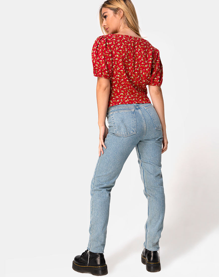 Image of Moria Top in Falling For You Floral Red