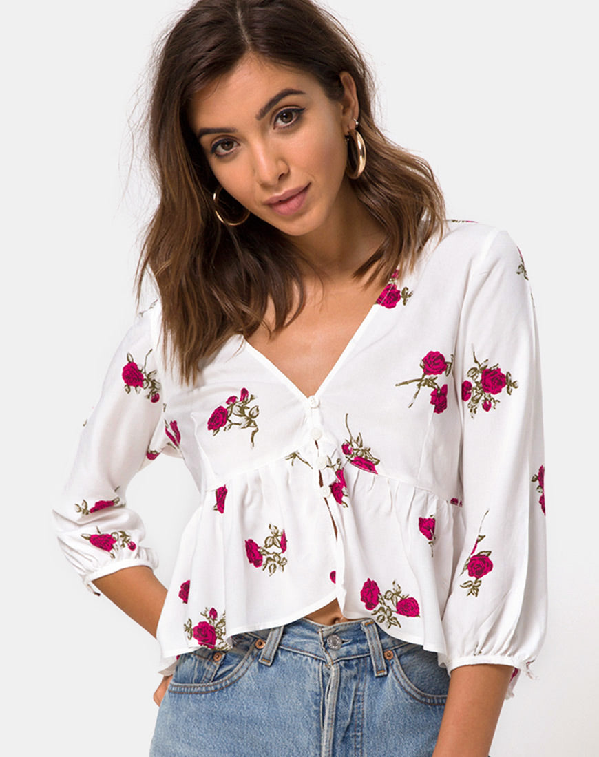 Image of Mosca Plunge Top in Grunge Rose Ivory
