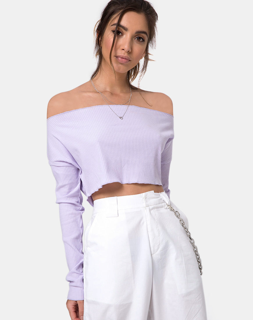 Image of Moss Crop Jumper in Lilac Rib