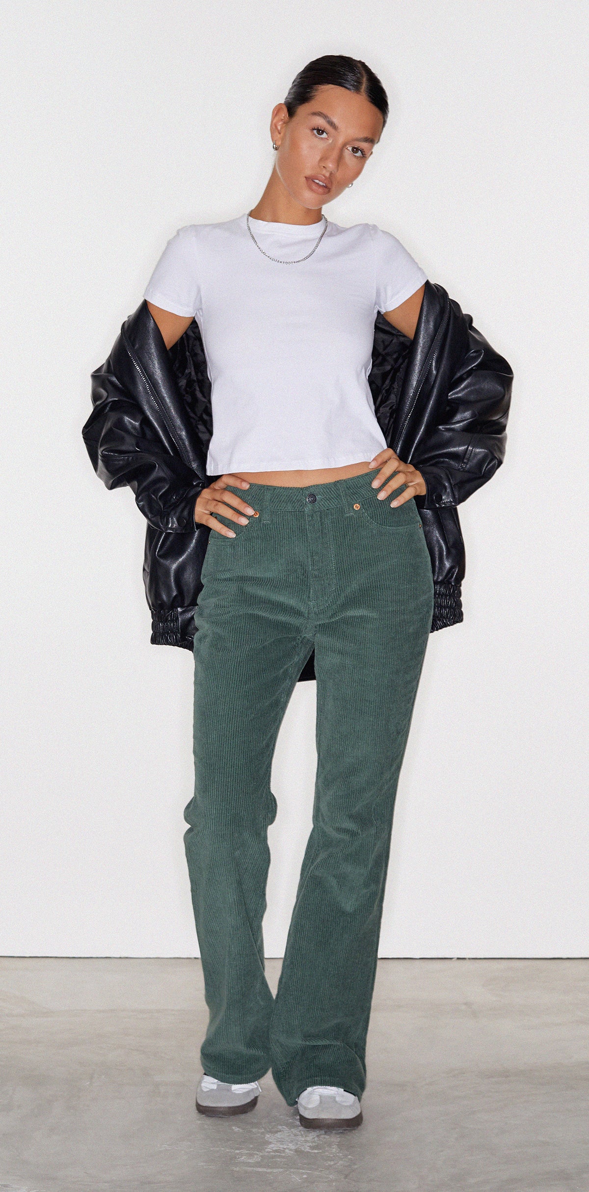 Green Cord Flared Bootcut Jeans | Bootleg – motelrocks.com