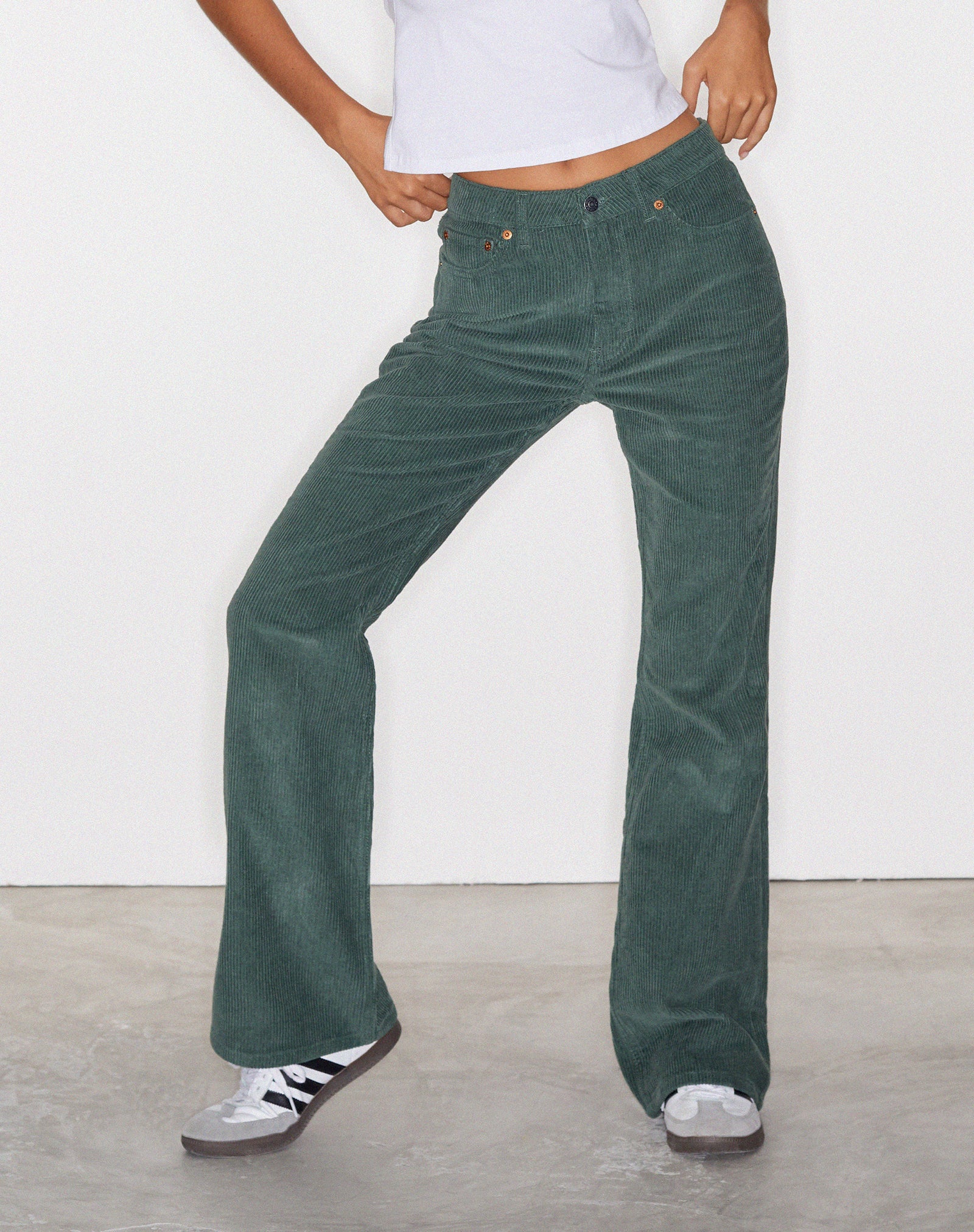 Green Cord Flared Bootcut Jeans | Bootleg – motelrocks.com