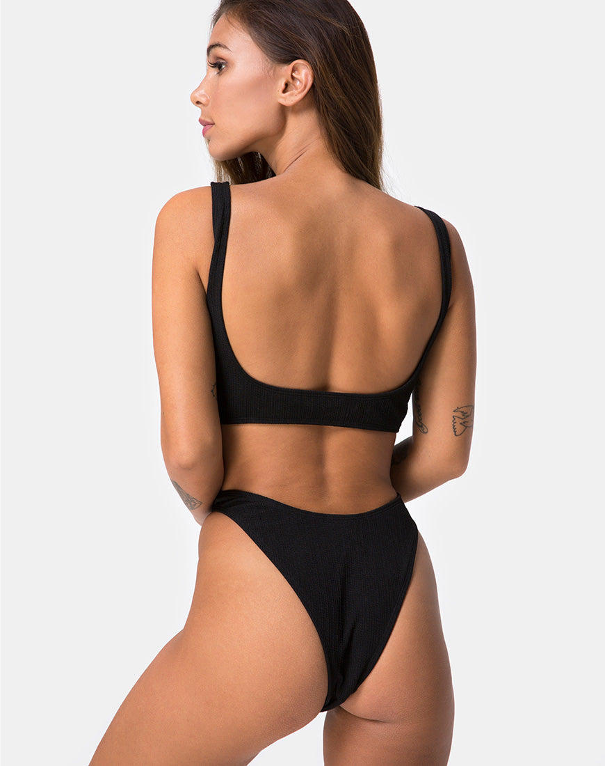 Mozu Bikini Top in Rib Black