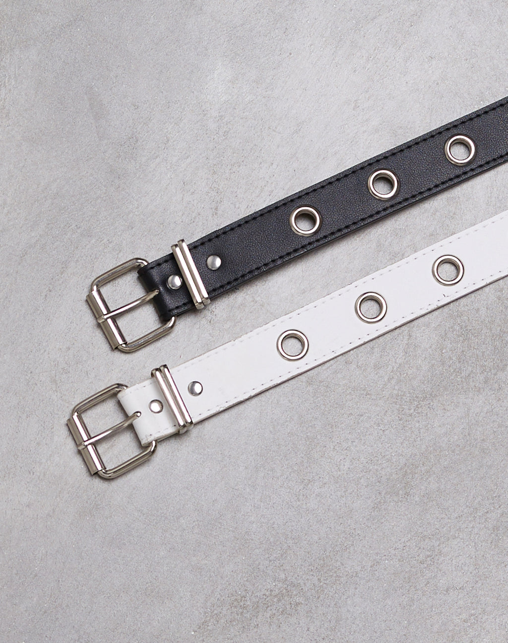 Single Eyelet Grommet Belt in PU Leather Black
