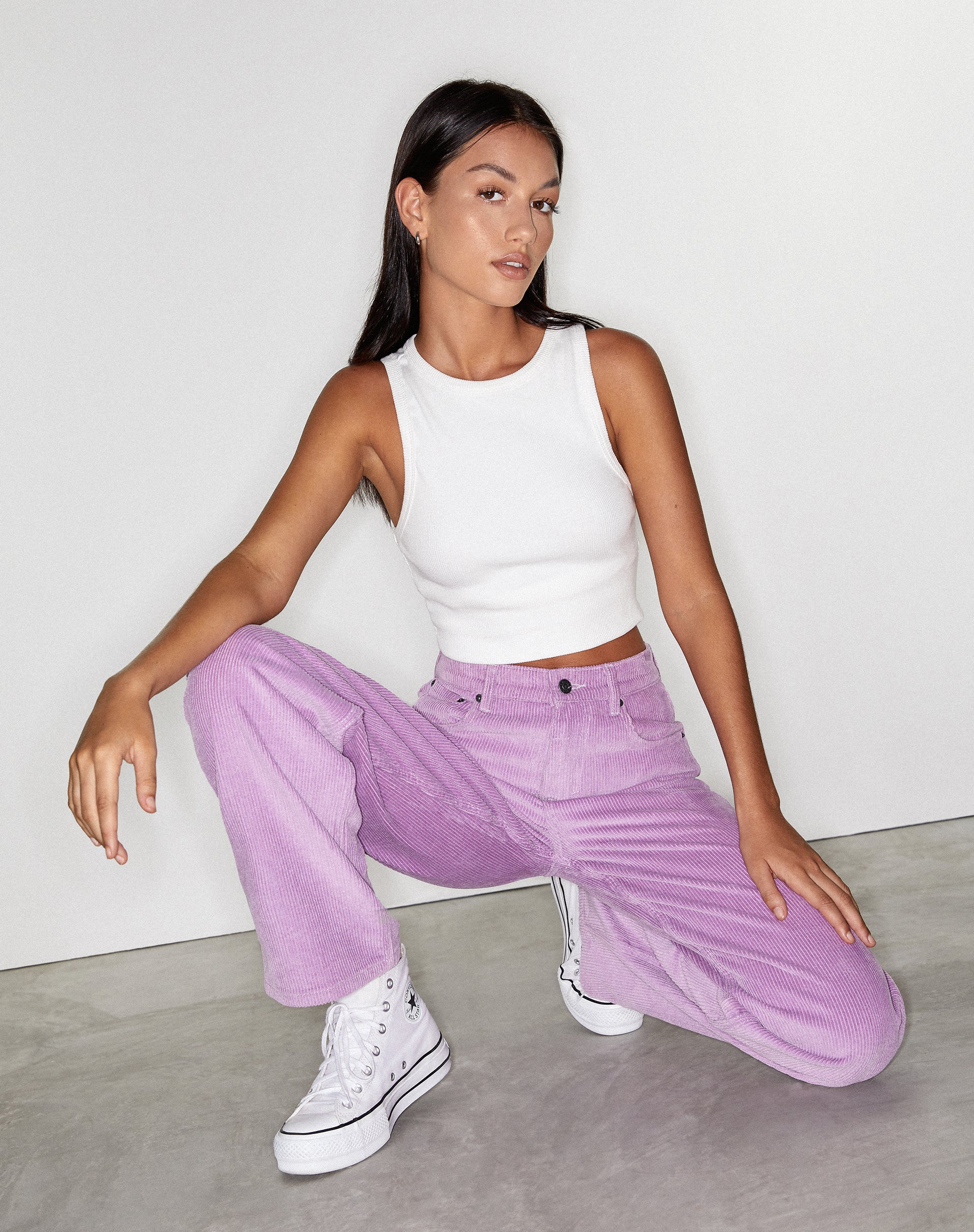 Lilac shop cord trousers